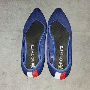 NWOT ROTHY'S NEON STRIPE POINTED TOE BLUE LOAFERS SIZE 5.5